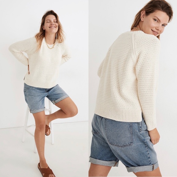 Madewell Sweaters - Madewell Open-Stitch Hopedale Pullover Sweater Ivory Size XL